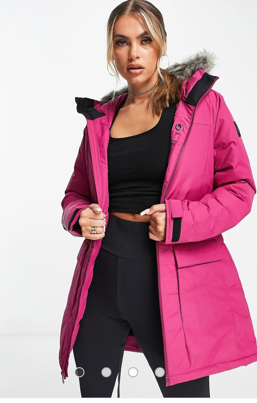 Adidas XPLORIC winter Parka with faux fur hood power berry S